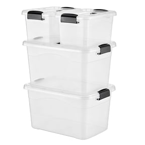 Sindcom 4-Pack Clear Storage Bins Set with Lids Stackable Plastic, Large (18QT2PACK) and Small ( 6QT2PACK)
