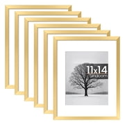 Sindcom 6 Pack 11x14 Picture Frames,Display Pictures 8x10 with Mat or 11x14 Without Mat,Gallery Wall Photo Frames, Gold
