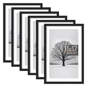Sindcom 6 Pack 11x17 Picture Frames,Display Pictures 9x15 with Mat or 11 x 17 Without Mat,Gallery Wall Photo Frames, Black
