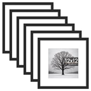 Sindcom 6 Pack 12x12 Picture Frames,Display Pictures 8x8 with Mat or 12x12 Without Mat,Gallery Wall Photo Frames, Black