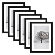 Sindcom 6 Pack 5x7 Picture Frames,Display Pictures 4x6 with Mat or 5x7 Without Mat,Gallery Wall Photo Frames, Black