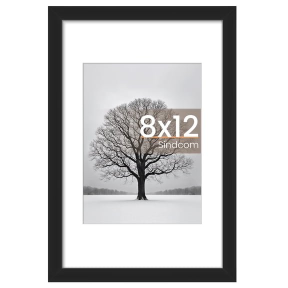 Sindcom 8x12 Picture Frame , Black , Gallery Wall Frame , Display Pictures 6x8 with Mat or 8x12 Without Mat, Photo Frames