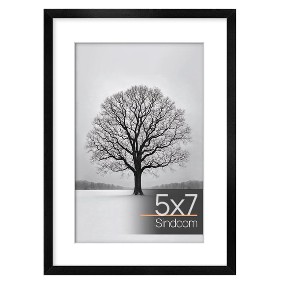 Sindcom Aluminum 5x7 Picture Frame Black, Metal Gallery Photo Frame for Photos, Posters, Art Prints, Wall Display, 1 Pack