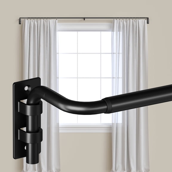 Sindcom Blackout Curtain rod for windows 66 to 120, Wrap Around Curtain Rods for Bedroom, Living Room, Adjustable from 30 to 129 Inches, Matte Black