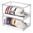 thumbnail image 1 of Sindcom 2 Pack Hat Organizer for Baseball Caps, Clear Hat Holder Box with Drawer, Large Hat Storage with Sliding Tray, Stackable Rack Display Case with Magnetic Door, Each Holds 12 Hats, 1 of 9