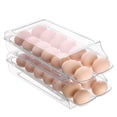 thumbnail image 1 of Sindcom Clear Plastic Egg Holder for Fridge, Automatic Rolling Egg Container for Refrigerator, Stackable 14-Count Eggs Organizer with Removable Inner Tray, Fridge Organizers and Storage, 2Pack, 1 of 6