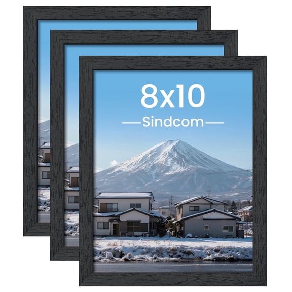 Sindcom MDF 8x10 Picture Frames, Wall Gallery Photo Frames, Black Poster Frames, Set of 3