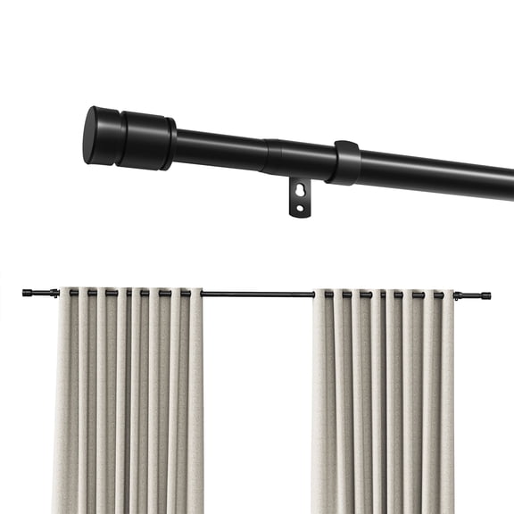 Sindcom Matte Black Curtain Rods for Windows 66 to 120 Inches, 1 Inch Diameter Adjustable Heavy Duty Drapery Rod with Brackets for Living Room, 28"-132"