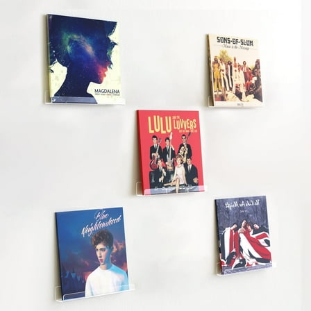 12x1.7" Sindcom Vinyl Record Holder Wall Mount Album Shelve Record Holder, Easy Install Acrylic Vinyl Display Shelf in Office Home, 5 Pack