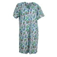 thumbnail image 1 of Sindrella Women's Cotton Blend Snap Front Duster Robe With Pocket - Blue Stripes and Tropical Flowers - Large, 1 of 4
