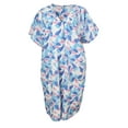 thumbnail image 1 of Sindrella Women's Plus Size Cotton Blend Snap Front Duster Robe With Pocket - Blue Falling Leaves -2X, 1 of 3