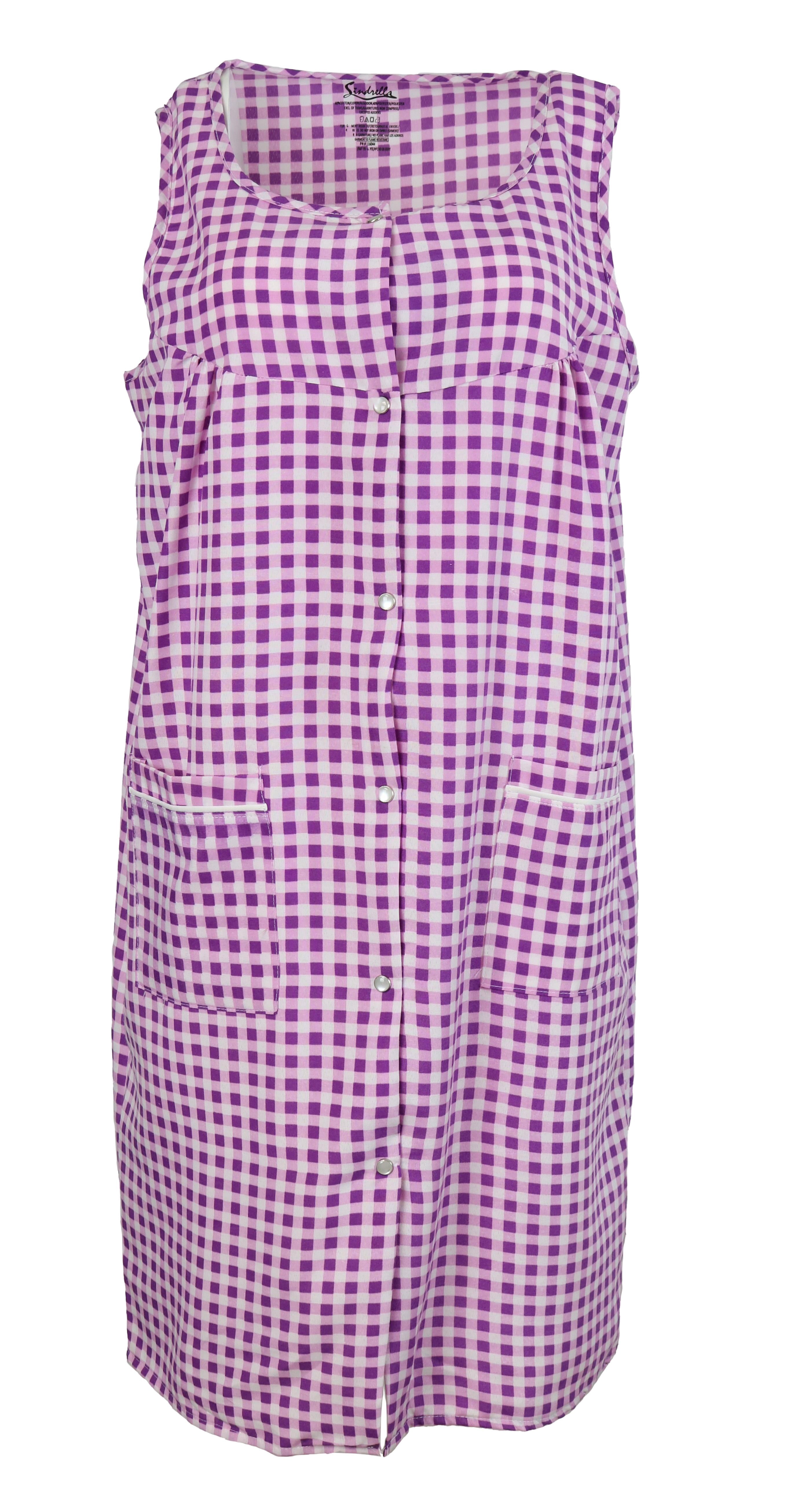 Sindrella Women's Plus Size Sleeveless Cotton Blend Snap Front Duster ...