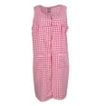 thumbnail image 1 of Sindrella Women's Sleeveless Cotton Blend Snap Front Duster Robe With Pocket - Pink Checkered - Small, 1 of 4