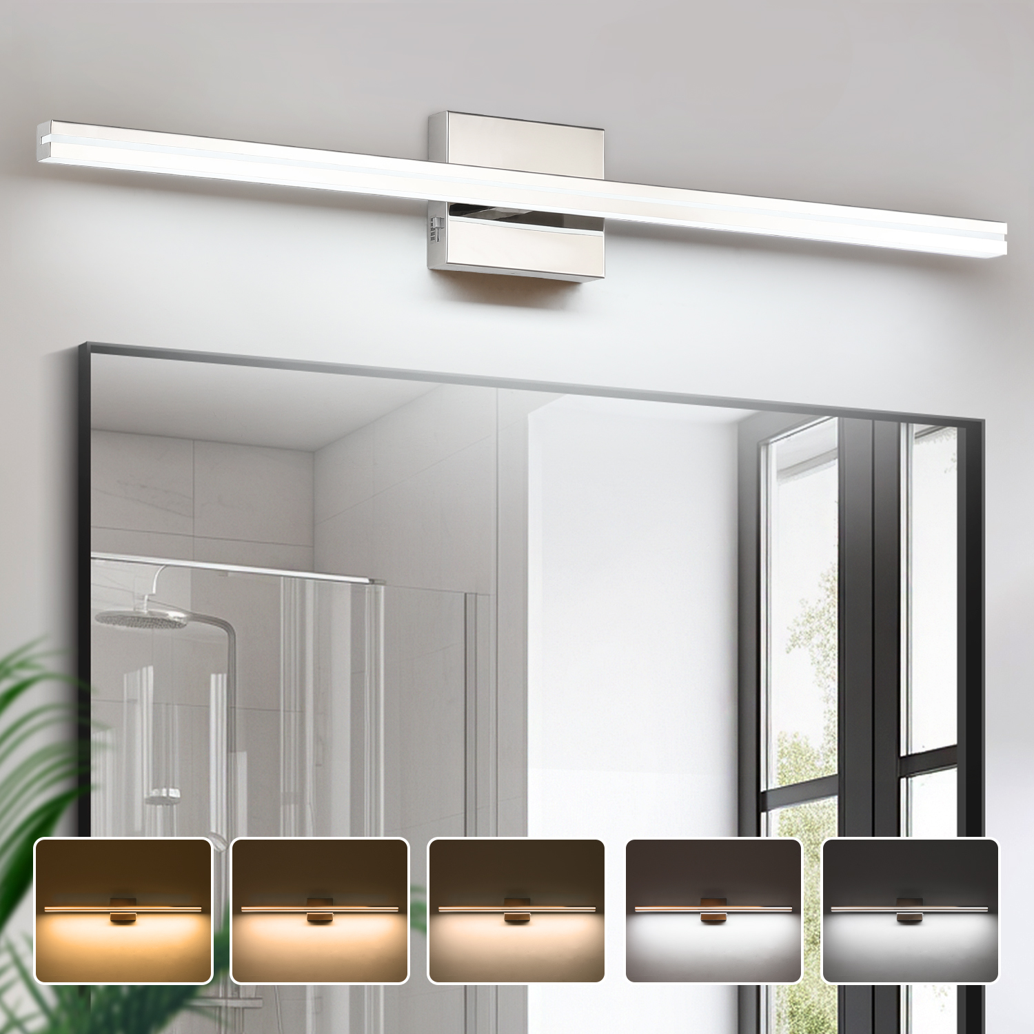 SineRise LED Modern Bathroom Vanity Light Bar with 5 Color Modes (30