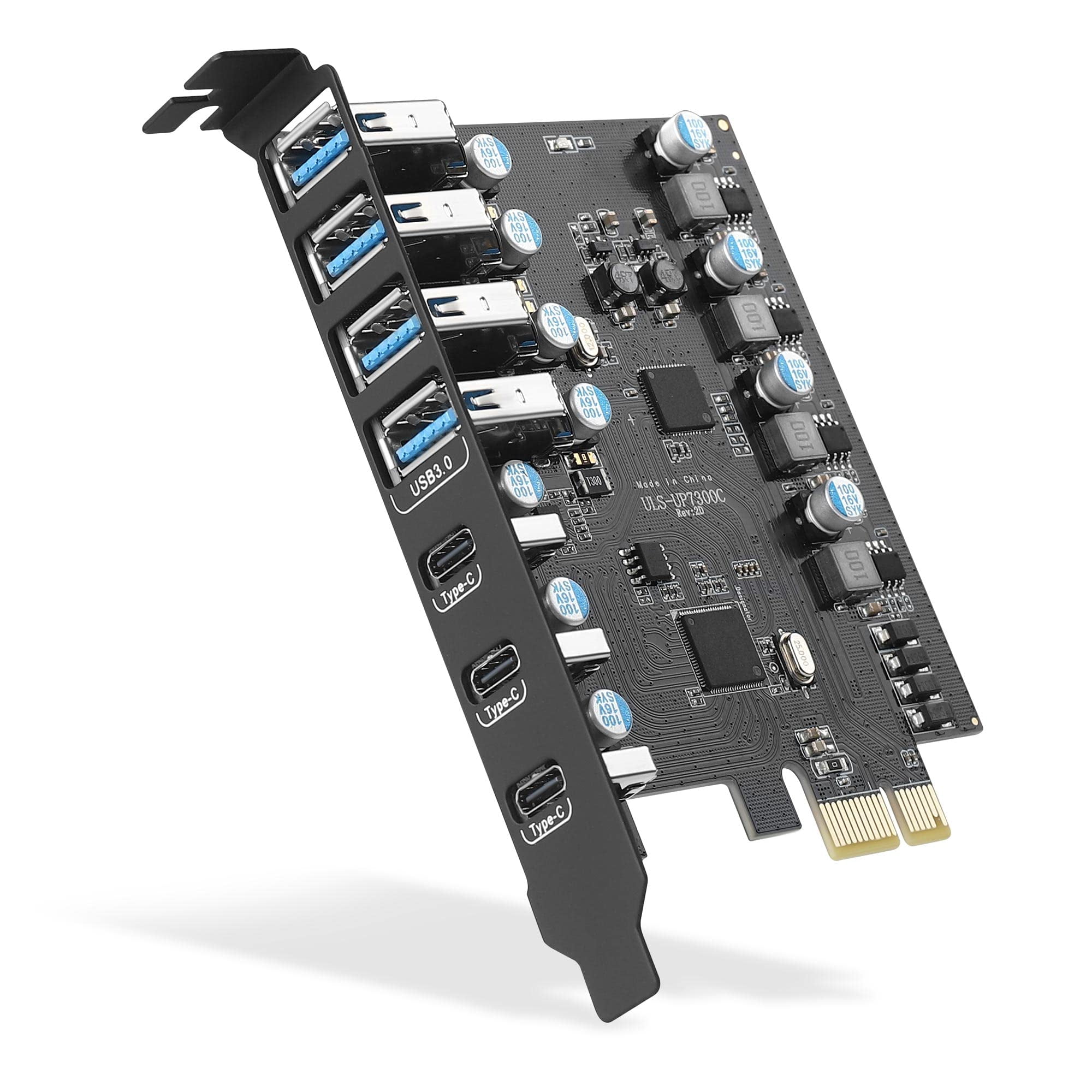 Computer Add In Cards Sinefine PCIe to USB SSF20 3.0 Expansion Card 7 USB Ports (4 Type-A and ...