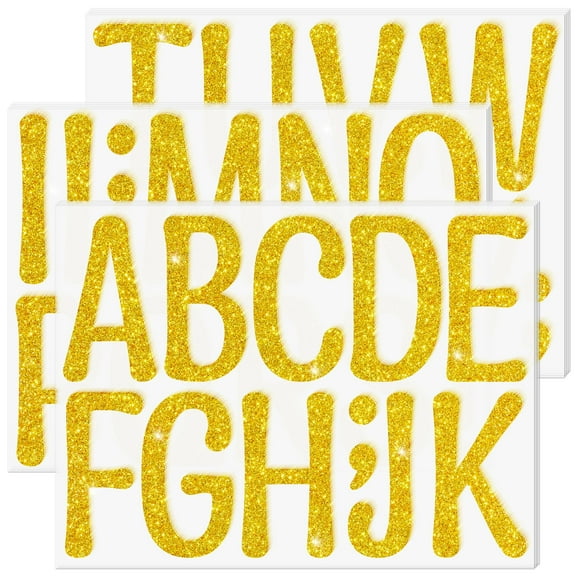Sinekong 160 pcs Bulletin Board Letter Stickers 4 Inch Large Glitter Alphabet Stickers for Poster Classroom Mailbox(12, Gold)