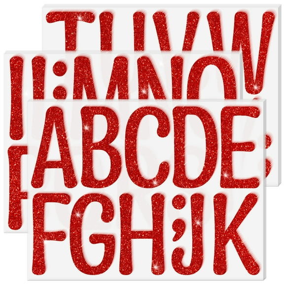 Sinekong 160 pcs Bulletin Board Letter Stickers 4 Inch Large Glitter Alphabet Stickers for Poster Classroom Mailbox(12, Red)