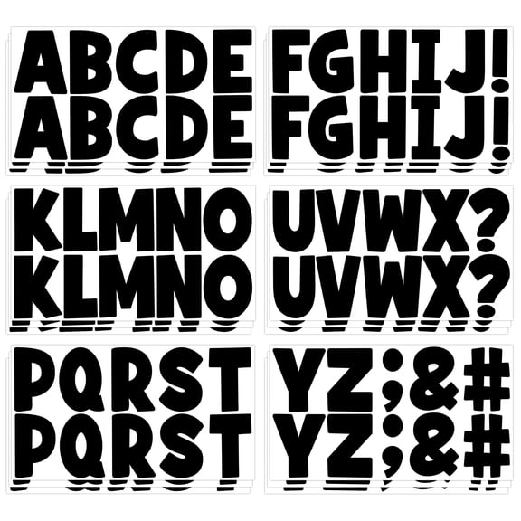 Sinekong 192 pcs Bulletin Board Letter Stickers 2.5Inch, Large Alphabet Sticker for Classroom Mailbox Poster Home Window(Black)