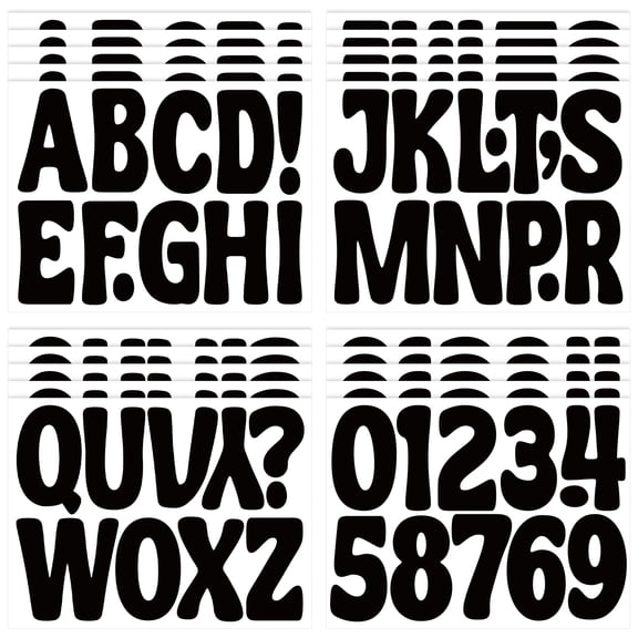 Sinekong 20 Sheets Bulletin Board Letter Stickers Large Alphabet Number Stickers for Poster Mailbox Classroom Home Decor (Black,4 Inch)