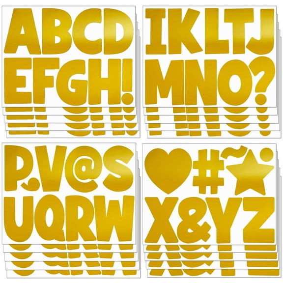 Sinekong 20 Sheets Bulletin Board Letters, 4 Inch Gold Letter Stickers Large Alphabet Stickers for Classroom Mailbox Craft