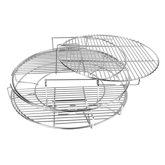 Sinekong 5 Piece Replacement Kit for Big Green Egg, Stainless Steel Grill Grate for 18 in Big Green Egg Accessories Includes 1 Conveggtor Basket 2 Half-Moon Cooking Grids 2 Multi-function Rack ,Large