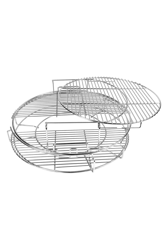 5 Piece Replacement Kit for Big Green Egg, Stainless Steel Grill Grate for 18 in Big Green Egg Accessories Includes 1 Conveggtor Basket 2 Half-Moon Cooking Grids 2 Multi-function Rack ,Large