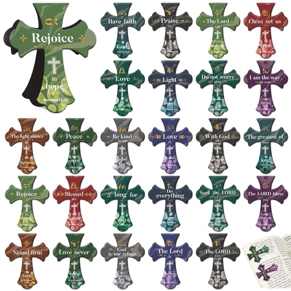 Sinekong 50Pcs Cross Magnetic Bookmarks, Christian Bible Bookmark Religious Magnet Bookmark Clips for Women Book Lovers Gifts (Vintage)