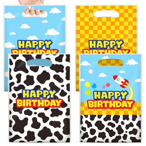 Sinekong 60pcs Cartoon Toy Inspired Story Party Favor Bags, Blue Sky White Cloud Goodie Snack Bags for Birthday Party Supplies