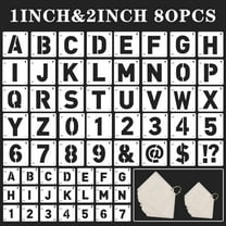 Sinekong 80 pcs Letter Stencils for Crafts Reusable, Alphabet Number Stencils for Painting DIY Art Projects (1, 2 Inch)