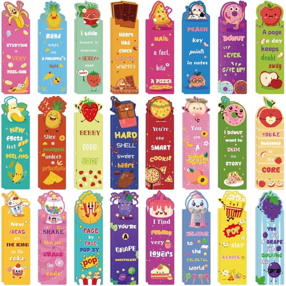Sinekong 96PCS Scented Bookmarks, Scratch and Sniff Bookmark 48 Styles Bulk Fruit Scent Cute Paper Bookmarks for Kids Adults Reading
