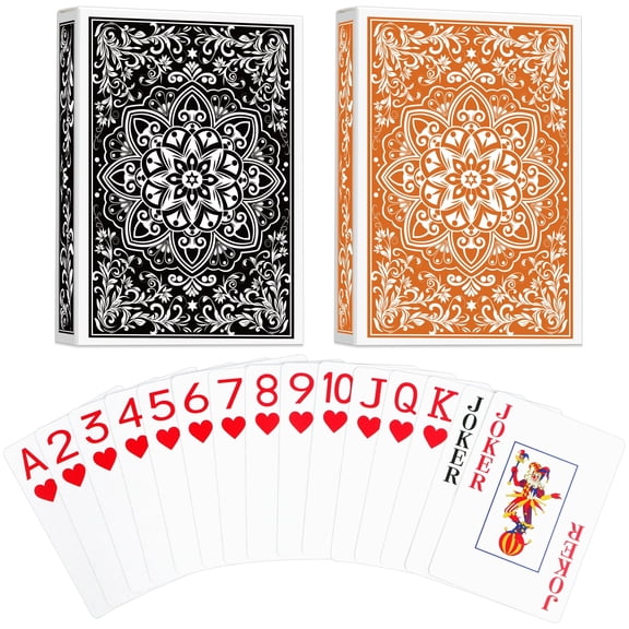 Sinekong Playing Cards, Jumbo Poker Size Large Print Deck of Cards for Adults Seniors Family Game Night (Black & Orange)