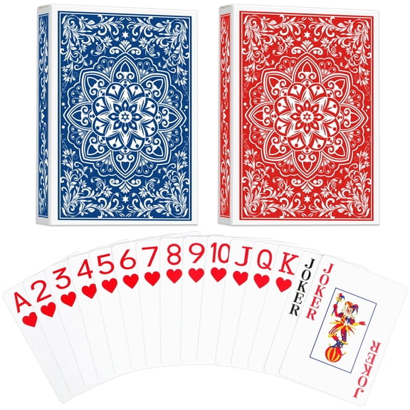 Sinekong Playing Cards, Jumbo Poker Size Large Print Deck of Cards for Adults Seniors Family Game Night (Blue & Red)