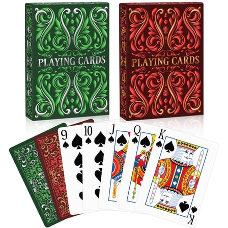 Sinekong Premium Playing Cards, Poker Size Standard Index, 2 Pack(Red&Green)