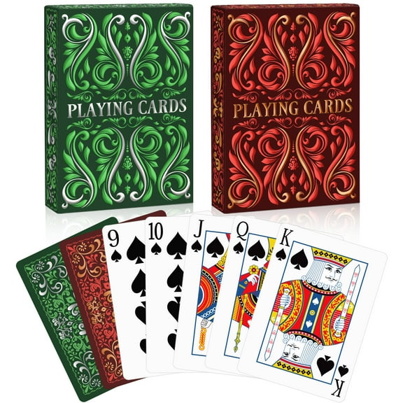 Sinekong Premium Playing Cards, Poker Size Standard Index, 2 Pack(Red&Green)