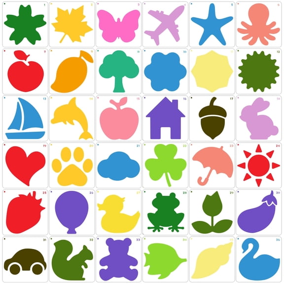 Sinekong Stencils for Painting, 36pcs Plastic Drawing Stencils for DIY Crafts Art Project, Washable, 8in