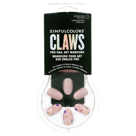 Sinful Colors Boss Up Claws, Press On Nails with Trendy Nail Art Designs, Glass Stoned