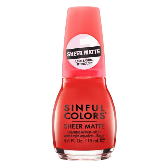 Sinful Colors Sheer Matte Collection Nail Polish, Long-lasting Bright Nailpaint Shades - Ruby Tutu