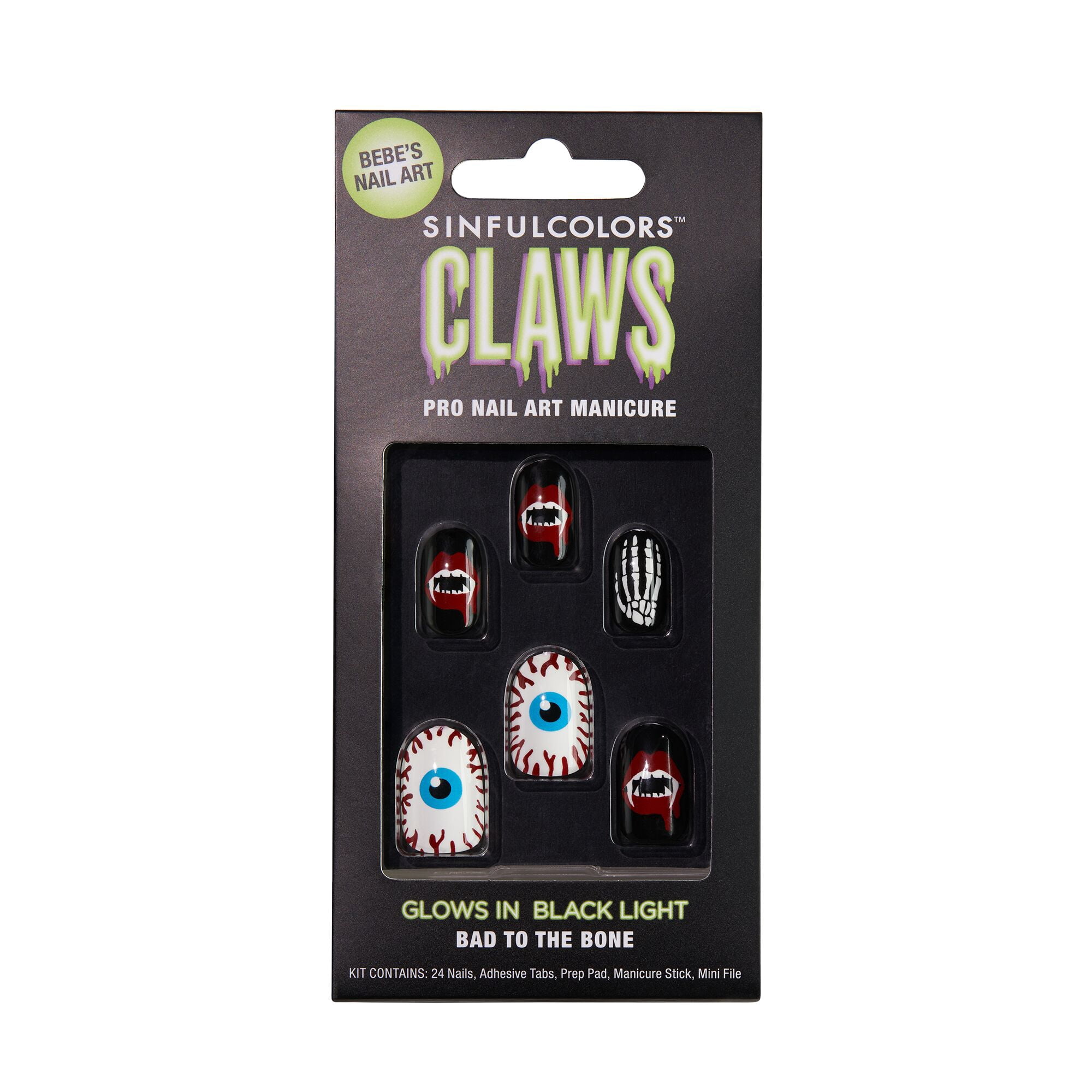SinfulColors Claws, Halloween Press On Nails - Bad to the Bone