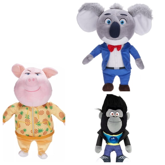 Sing 2 Buster Moon 12" Stuffed Animal Plush Toys,3PC Sing 2 Plushie Toy Doll, Soft and Skin Friendly Casual Gaming Companions Dolls, Collectibles Birthday Gifts for Fans Party Home Decor