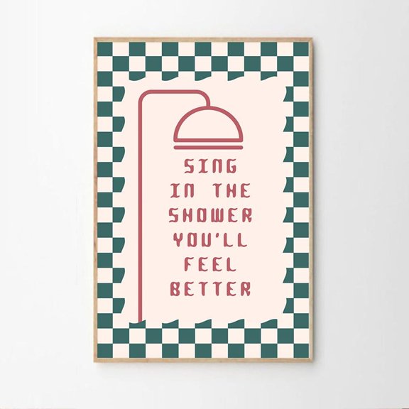 Sing In Shower Bathroom Typography Wall Art Decor Unframed Paper Print