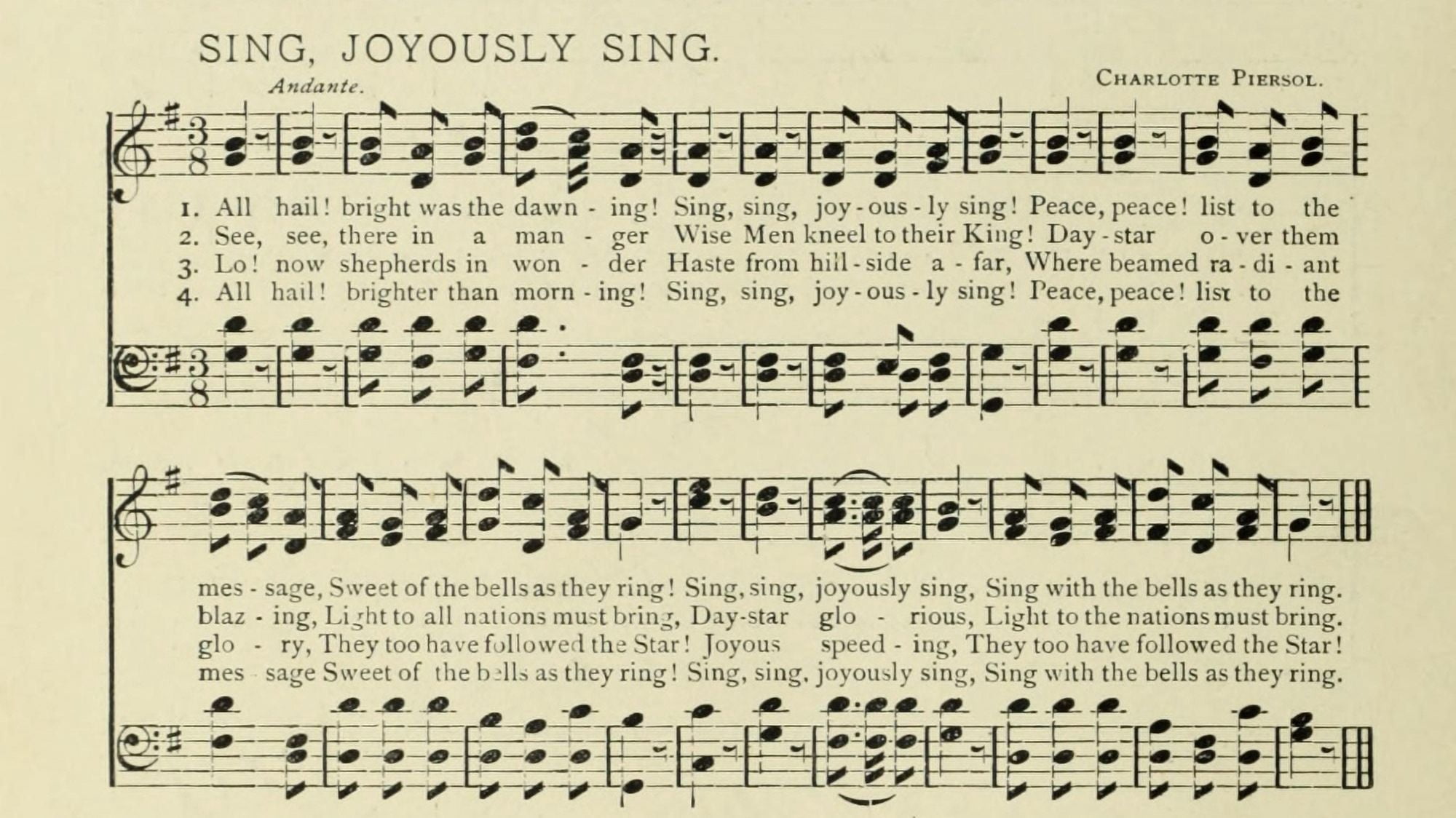 Sing Joyously Sing Christmas in Song 1891 Canvas Art - (18 x 24)