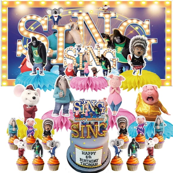 Sing Movie Party Supplies Honeycomb Centerpieces Table Toppers Backdrop Decorations for Birthday