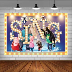 Sing Movie Themed Birthday Backdrop Banner - Hanging Wall Decor Tapestry for Party Celebrations