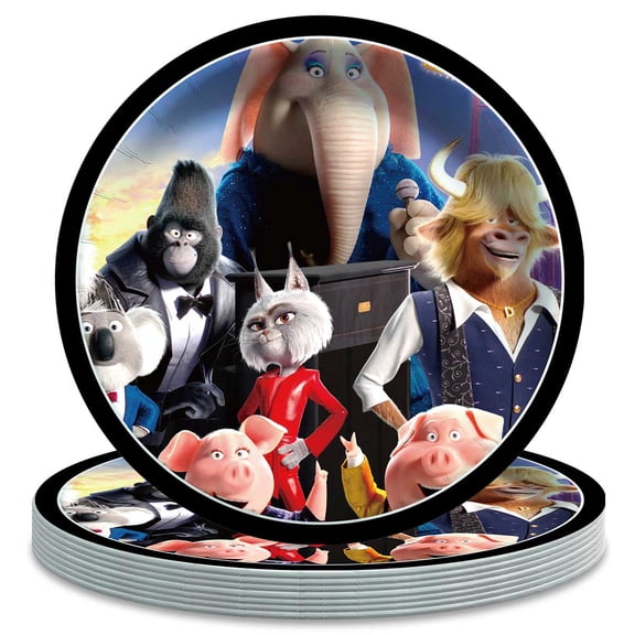 Sing Movie Themed Birthday Disposable Tableware - 7 Inch Paper Plates Party Supply Decorations