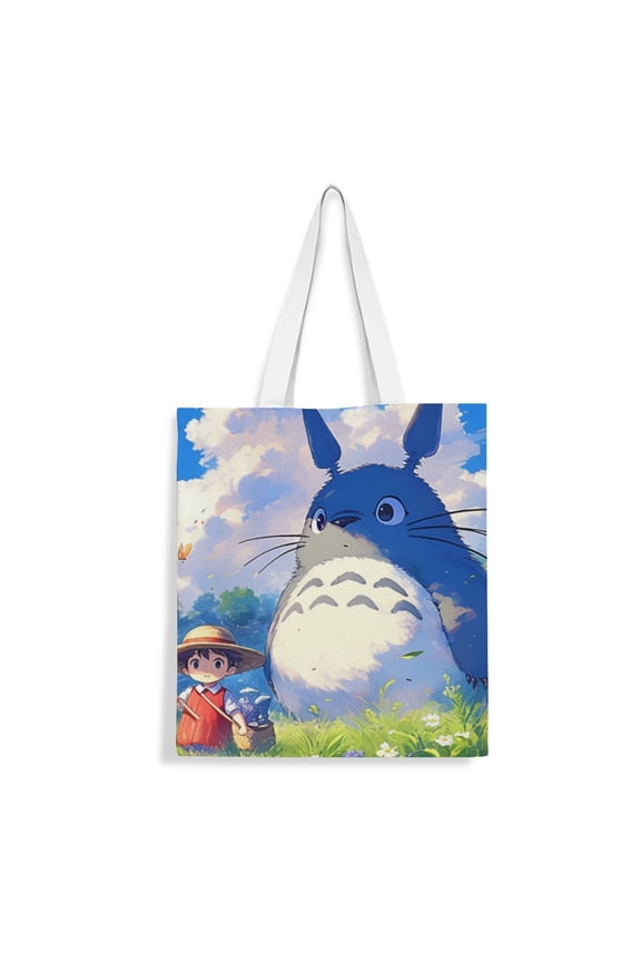 Studio of Ghibli canvas Tote Bag: Aesthetic tote bag designed for women, excellent for shopping and groceries, reusable with an inner zipper, measuring 13.8 x 15.8 inches (35x40cm).