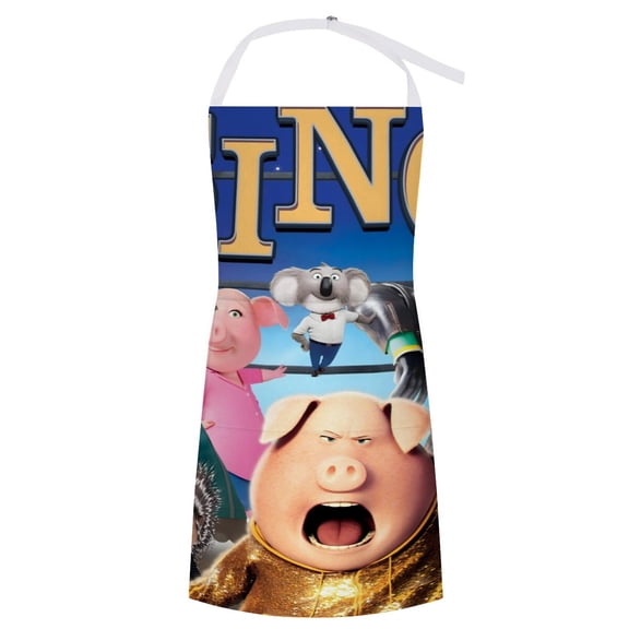 Sing Movie-theme Cooking Aprons Home Essentials Grilling Kitchen Aprons With Pockets For Men Women House Gifts