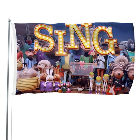 Sing Movie-themed Printed Flag Perfect gift for fans, friends, and family members, and suitable for indoor and outdoor activities, party decorations.35.4"x59" (90cm150cm)