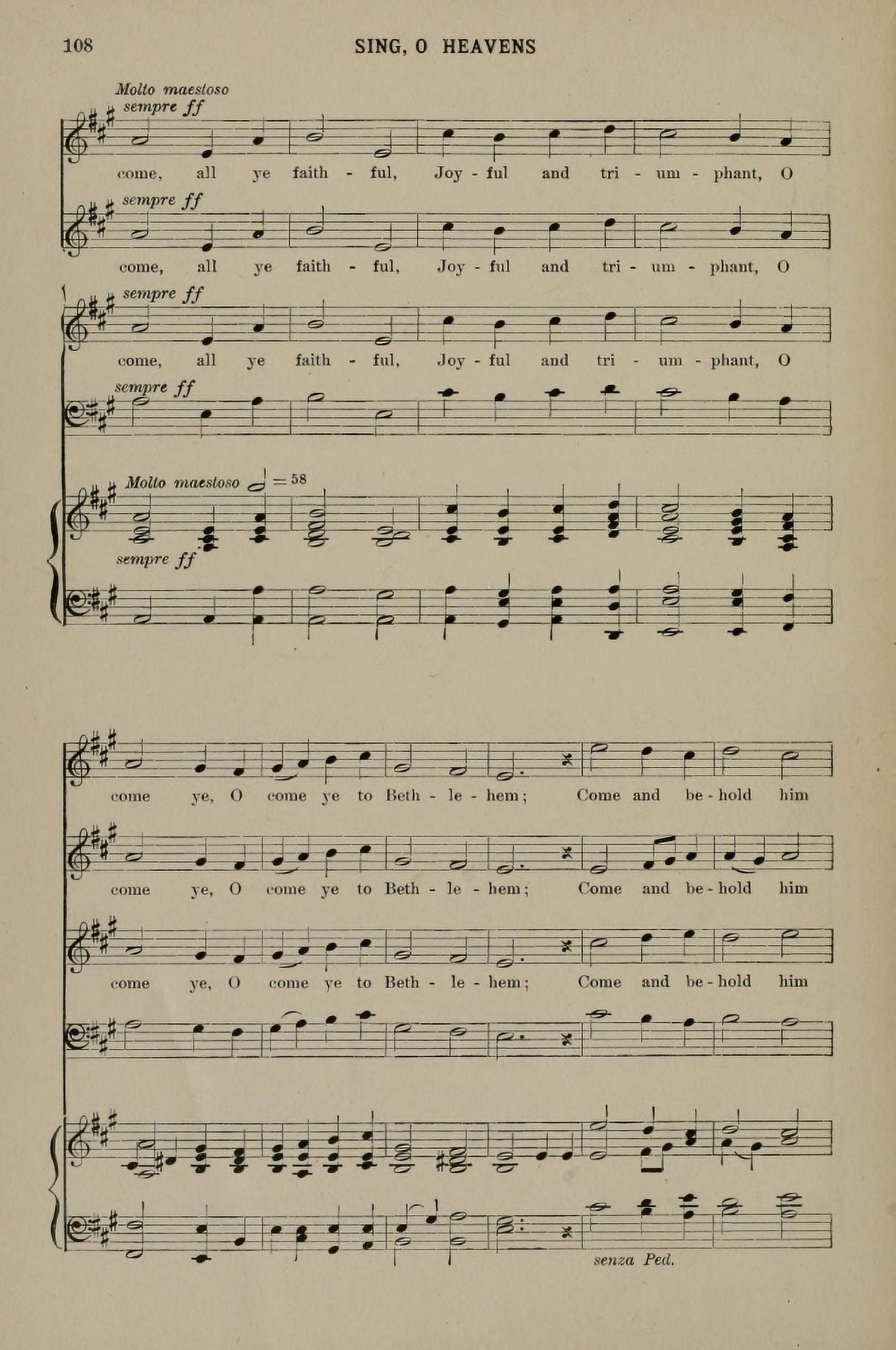 Sing O Heavens 11 Berthold Tours Christmas Carols & Hymns 1910 Canvas Art - (18 x 24)