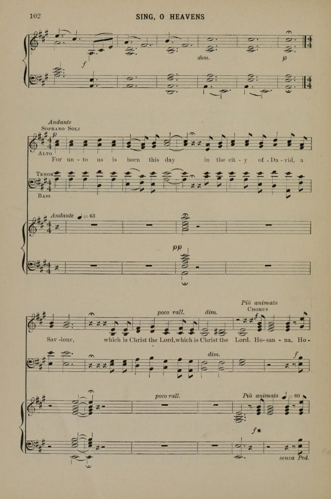 Sing O Heavens 5 Berthold Tours Christmas Carols & Hymns 1910 Canvas Art - (18 x 24)