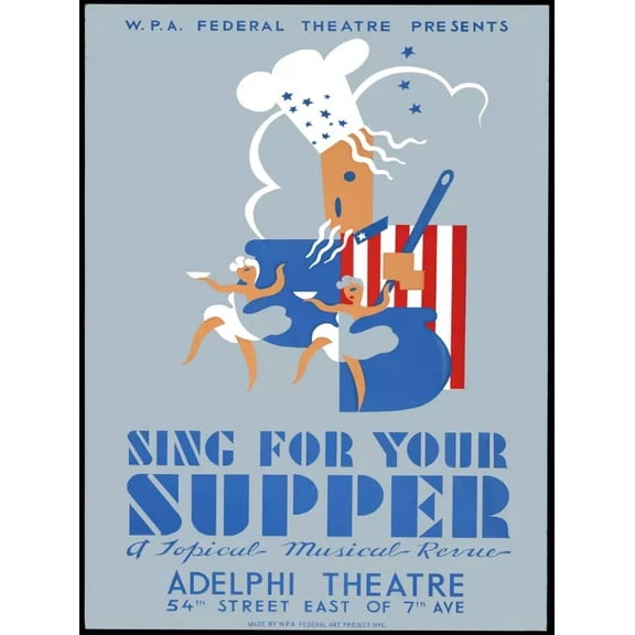 Sing for Supper Musical Decor Poster. Graphic Art. Wall Interior Design 11 x 17 Inch Poster